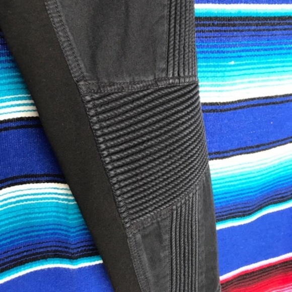 3.1 Phillip Lim Moto Pants w/ Ponte Inserts Biker Quilted Knee Pads Denim Jeans - Picture 5 of 8